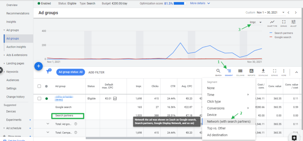 Google Search Partner Segment